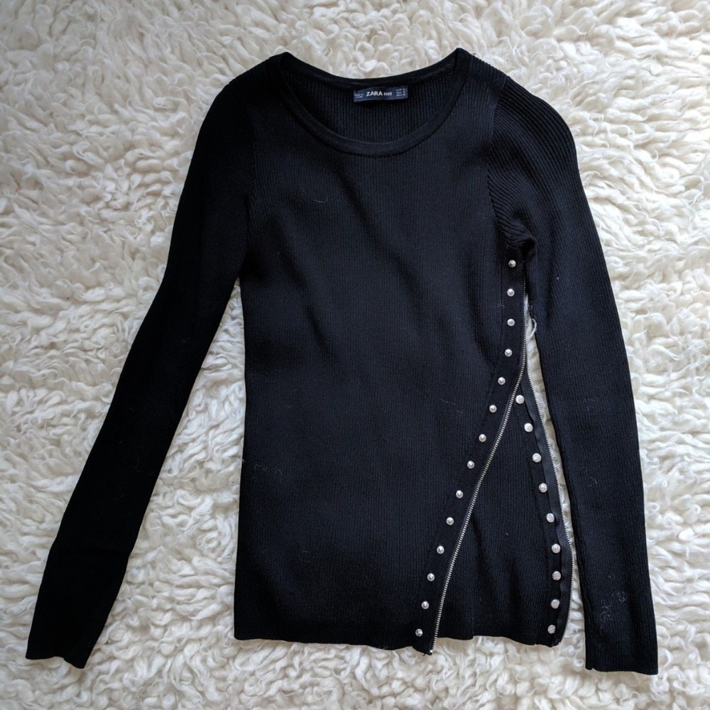 Zara Asymmetrical Ribbed Sweater